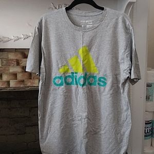 Adidas Gray T-Shirt with Lime Green/Teal Logo